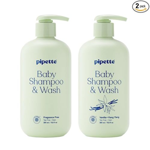 Pipette Baby Shampoo + Wash Duo, Fragrance Free & Vanilla (Pack of 2)