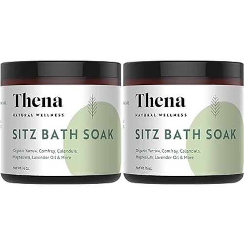 Thena Organic Sitz Bath Soak 2 Pack | Postpartum Essentials 100% Natural & Gentle with Pure Epsom and Dead Sea Salts Witch Hazel Lavender Essential Oil