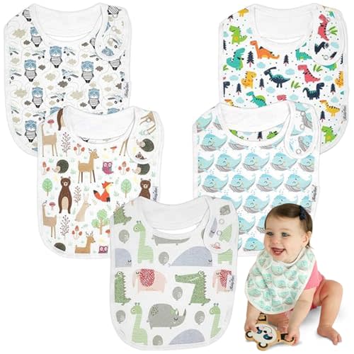 Drool Bibs for Babies – Organic, Unisex, Soft Absorbent Teething Bibs with Adjustable Snaps