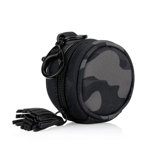 Itzy Ritzy Chelsea + Cole Camo Pacifier Case with Clip; Pacifier Charm Pod Includes Clasp, Measures 2.5" in Diameter & Holds 2 Pacifiers; Camo