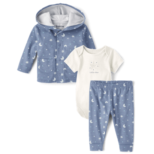 Baby Boys Moon 3-Piece Outfit Set - Blue
