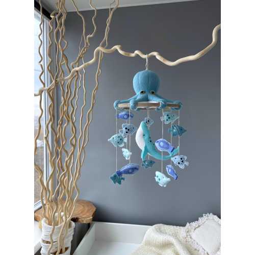 Ocean Baby boy mobile, Nautical nursery mobile, Octopus baby mobile, Blue whale baby mobile, Cot mobile hanging, Fish crib mobile