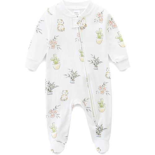 Baby Boy Baby Girl Pajamas 100% Cotton Romper One-Piece Outfits,Double Zipper Long Sleeve Footed Onesie