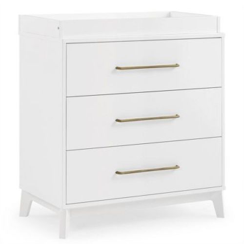 Delta Children Spencer 3 Drawer Dresser With Changing Topper - Bianca White