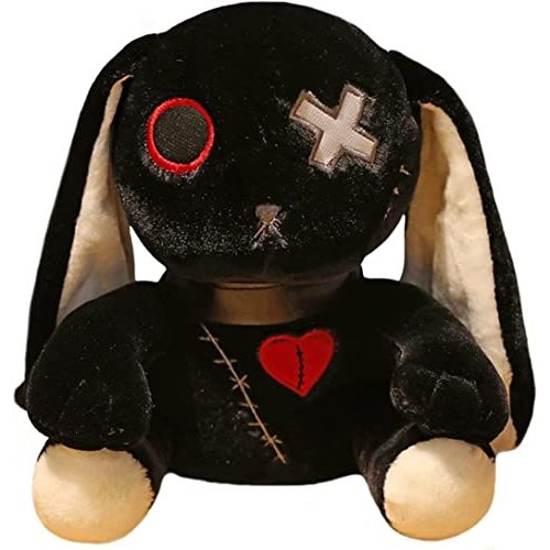 LKMYHY 12" Creepy Goth Bunny Plush - Spooky Stuffed Animal Toy for Halloween, Easter, Christmas, Birthday Gift (Black)