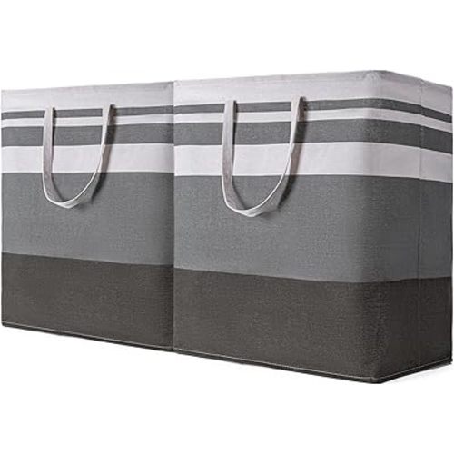 BOOMIBOO 2 Pack Large Laundry Basket,Waterproof Freestanding Laundry Hamper,Collapsible Clothes Basket with Easy Carry Handles in Laundry Room Bathroom Bedroom Dorm,Gradient Grey,100L