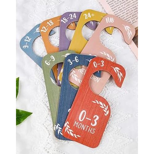 Baby Closet Dividers Clothes Organizer Baby Shower Gifts Nursery Decor Wooden Double-Sided Colorful Hanger for Newborn to 24 Months