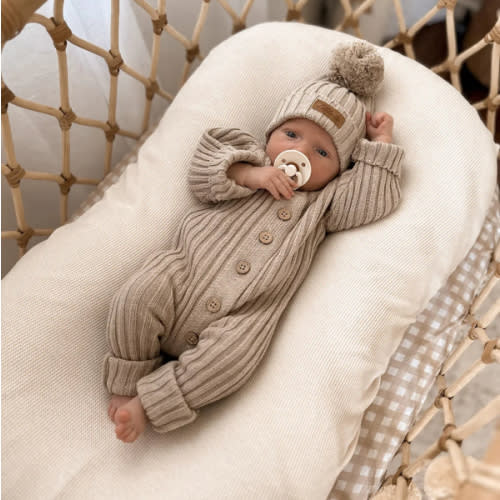 Little B's Chunky Rib Baby Jumpsuit - Oak