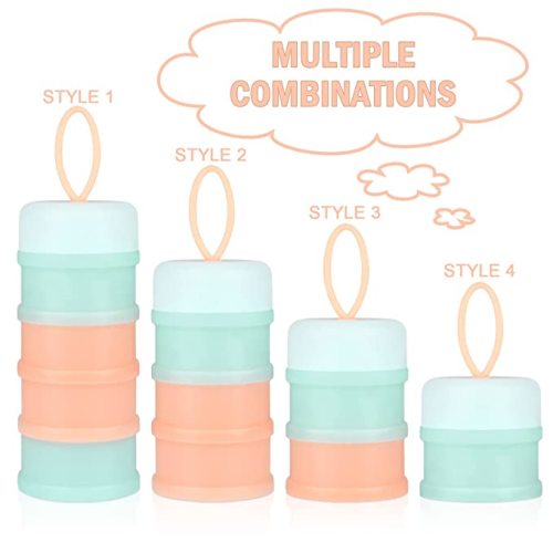 Accmor 2pcs Baby Formula Dispenser On The Go, Stackable Formula Dispenser Formula Container for Travel, Non-Spill Baby Milk Powder Snack Storage Container, BPA Free - Blue Alternate Pink