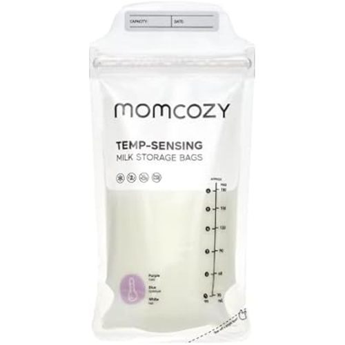 Momcozy Breastmilk Storing Bags, Temp-Sensing Discoloration Milk Storing Bags for Breastfeeding, Disposable Milk Storage Bag with 6 Ounce Self Standing, No-Leak Milk Freezer Storage Pouches, 200pcs