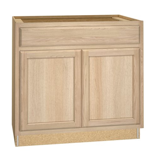 Project Source Oak Brook 36-in W x 35-in H x 23.75-in D Natural Unfinished Oak Base Fully Assembled Cabinet Flat Panel Square