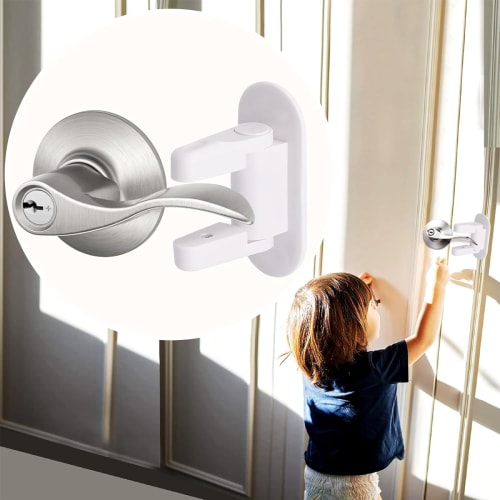 Door Locks For Kids Safety (2 Pcs Set) Baby Proof Door Knob Covers. Baby Door Lock Suitable For Room Doors, Kitchen Doors, Living Room Doors, Etc.