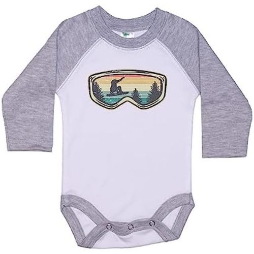 Ebenezer Fire Snowboard Goggles/Baby Skiing Onesie/Sublimation/Infant Bodysuit/Mountain Romper