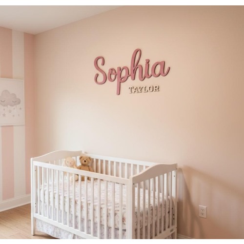 Personalized Wooden Baby Name Sign, Nursery Wall Decor, Custom 2 Lines Sign, Christmas Gift