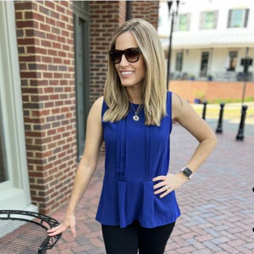 Pleated Peplum Nursing Tank Top - Royal Blue 2.0
