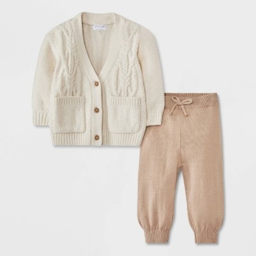 Grayson Mini Baby Cable Top & Bottom Set - Off-White, Size: Infant0-3M