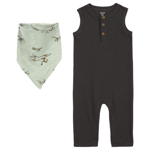 Baby 2-Piece Drop Needle Jumpsuit & Bandana Bib Set - Carter's | Carter's