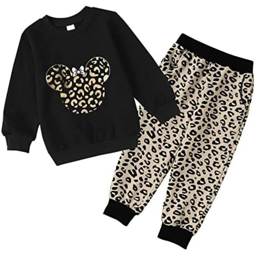 Toddler Baby Girl Leopard Fall Clothes Long Sleeve Pullover Crew Neck Top Sweatshirt Pants Casual Winter Outfits