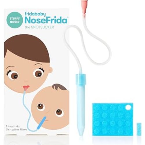 Frida Baby NoseFrida Nasal Aspirator, Snot Sucker Suitable for Newborns and Babies, Baby Nose Sucker + 24 Extra Hygiene Filters