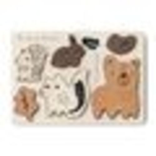 Wee Gallery Wooden Tray Puzzle - Woodland Animals - Ages 2+ - Brown and Black