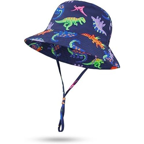 Baby Sun Hat 0-6 Years Boys Girls Adjustable Baby Bucket Hats UPF 50+ Wide Brim for Beach, Swim, Fishing, Camping