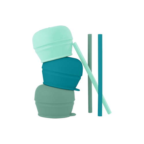 Boon Snug Straw Lids, Assorted Colors (Pack of 3), Green, 12 Months and up, Infant and Toddler