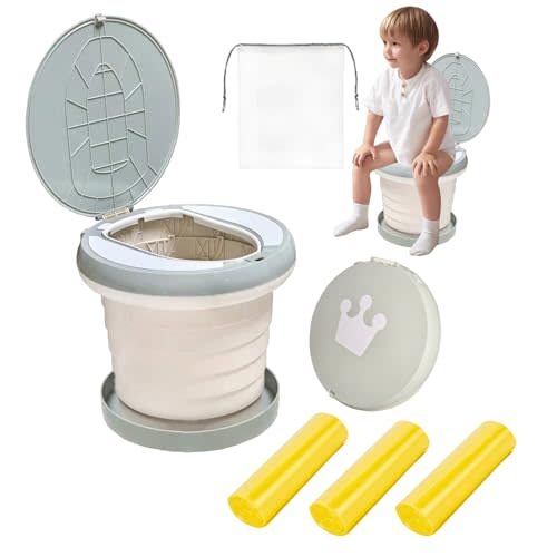 SunnySmile portable, foldable potty seat for toddler, Training Toilet Seat Emergency Toilet for Car, Camping, Outdoor, indoor (grey, large)