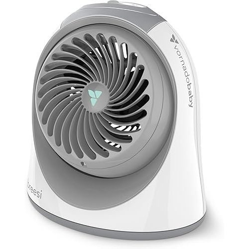 Breesi Nursery Air Circulator Fan for Baby and Kids Room with Child Lock, Hidden Cord Storage, Finger-Friendly Design, White