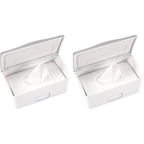 Ubbi Baby Wipes Dispenser, Baby Wipes Case, Baby Wipes Holder With Weighted Plate, Keeps Wipes Fresh And Non-Slip Rubber Feet, Gray (Pack of 2)