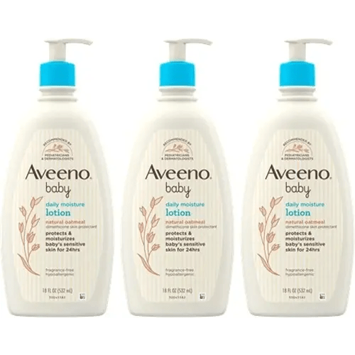 AVEENO BABY Daily Moisture Lotion with Colloidal Oatmeal & Dimethicone, 3 X 18 Fl. Oz, 54.0 Fl Oz (Pack of 3)