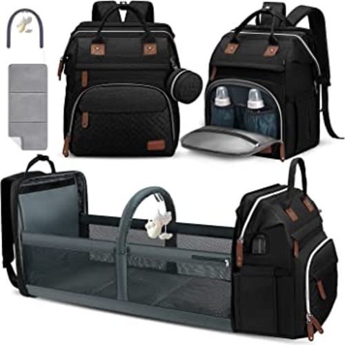 DERJUNSTAR Diaper Bag Backpack Baby Diaper Bags Black