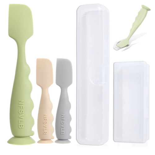 Baby Diaper Cream Spatula with Case-1 Large 2 Mini Butt Paste Spatula with 2 Travel Case-Soft Baby Butt spatula baby Diaper Cream Applicator-Diaper Rash spatula Bum Spatulas Brush