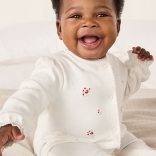 Organic Cotton Minnie Floral Embroidered Sleepsuit (0–9mths)