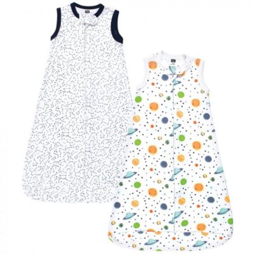 Hudson Baby Infant Boy Interlock Cotton Sleeveless Sleeping Bag, Space, 0-3 Months