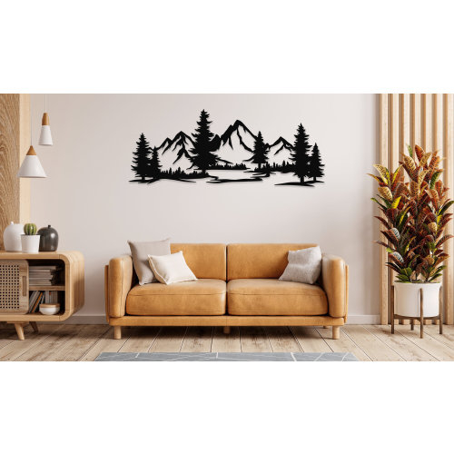 29.5" Mountain and Forest Metal Decor, Mountain, Mountain Wall Art, Mountain Art, Mountain Metal Wall Art, Wall Art, Christmas, Gift, Nature Art