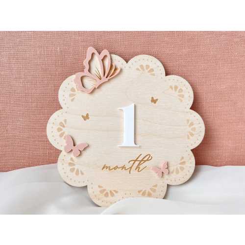 Milestone Marker Baby Girl Monthly Milestone Butterfly Name Sign for Hospital Girl Milestone Card Baby Shower Months Baby Milestone Sign
