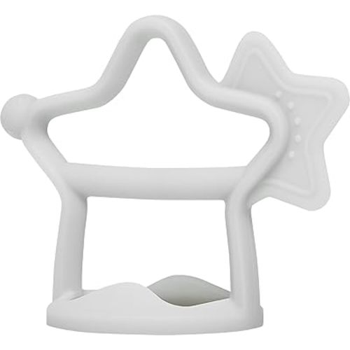Star Teether - 100% Silicone, Wearable Type, Baby Chew Toy, Baby Gift for Newborn, Roly Poly Toy, Silicone Teething Toys for Infant and Toddler, Bracelet Type, Pack of 1 (Cool Gray)