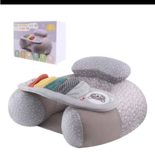 Baby Inflatable Seat With Cover For Babies 3-36 Months, Portable Baby Chair Sit Me Up Floor Seat With Detachable Activity Sensory Tray, Baby Seats For Sitting Up