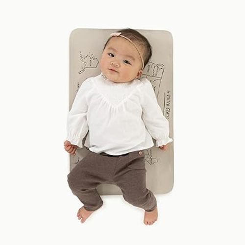 Gathre Wipeable Baby Changing Mat, Made of Premium, Soft, Water-Resistant Vegan Leather, Foldable Playmat for Babies, Home Nursery or Travel Use - USA Map