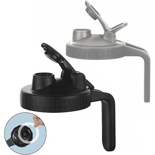 Mason Jar Pour Spout Lid 2 Pack (70MM-Black+Grey)