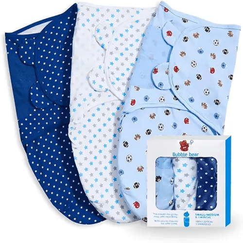 3 Pack Baby Swaddle 0-3 Months - Infant Adjustable Newborn Swaddles Blanket Baby Girl Boy, Swaddling Wrap Blanket Sleep Sack for Newborn-Blue