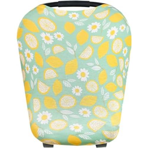 Copper Pearl Multi-Use Cover: Car Seat Covers, Nursing Cover, and Stroller Cover for Sun - Stretchy Fabric, All-Season Use, Stylish Designs, Easy Access for Moms - Lemon