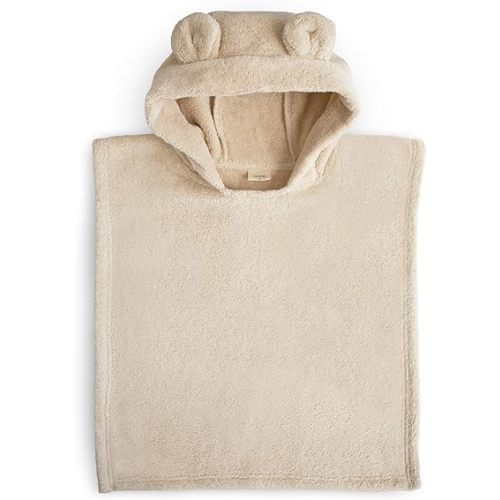 mushie Poncho Towel for Toddlers and Kids (Fog) | Organic Terry Cotton | Ages 1-3 Years