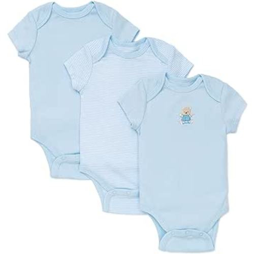 Little Me baby-boys 3-pack 100% Cotton Scratch Free Tag Onesies