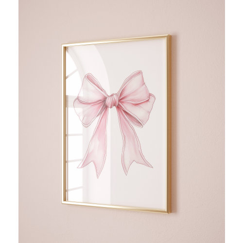 Pink Bow Nursery Print Grandmillenial Coquette Aesthetic Poster Trendy Apartment Decor Vintage Bows Baby Girl Room Ribbon Printable Download