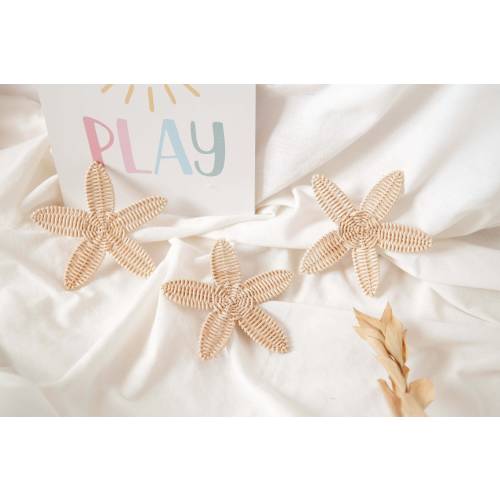 Rattan Nursery Wall Decor Set, Rattan Starfish Decor, Beach Nursery Decor, Boho Nursery Wall Decor, Beach Baby Shower Favor, Kids Playroom
