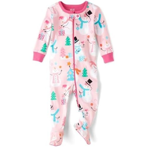 The Children's Place Baby Girls' and Toddler Long Sleeve 100% Cotton Zip-Front One Piece Footed Pajama