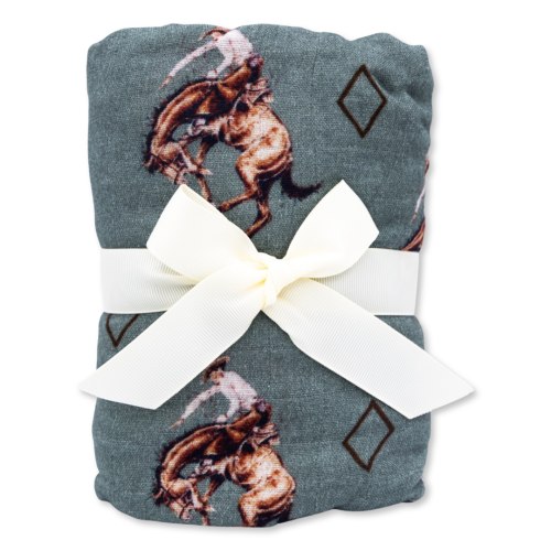 Teal Bronc Bamboo Muslin Crib Sheet – Cowkid Clothing Company