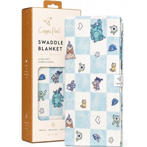 Copper Pearl Swaddle Blankets for Newborns | Soft Stretchy Receiving Blankets for Boys and Girls | Large 46 x 46 Inch Baby Blankets | Lightweight and Breathable Swaddles | Monsters Inc Medley
