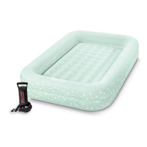 Intex Kids Travel Air Mattress Inflatable Bed w/ Raised Sides and Hand Pump